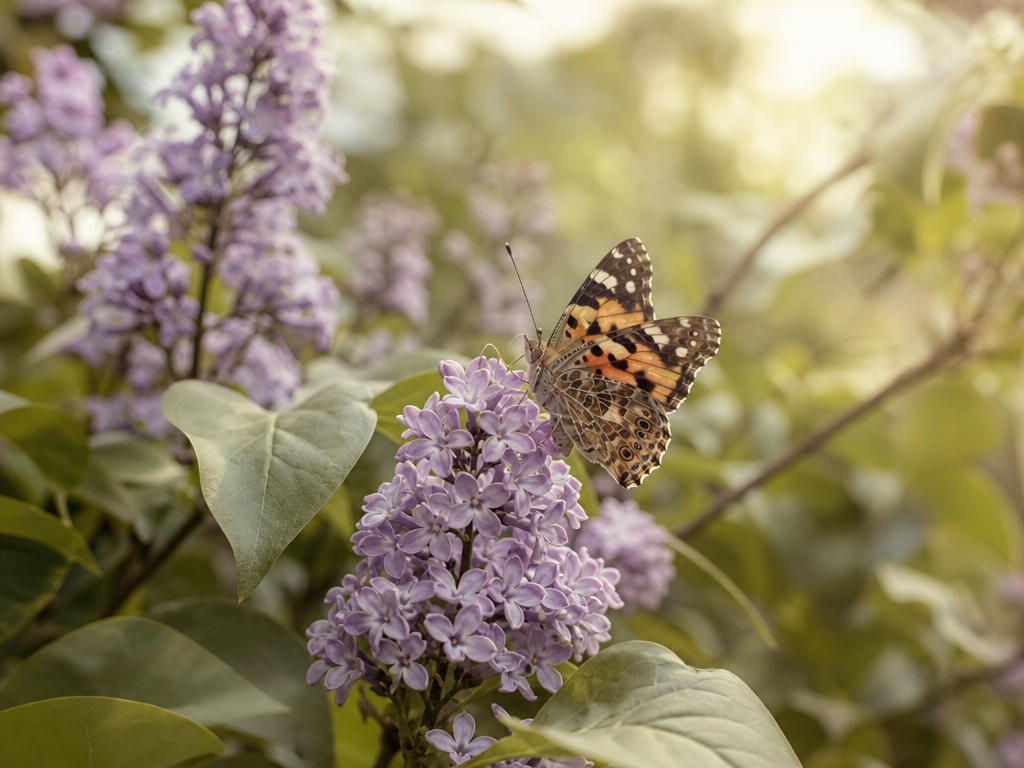 Vlinder op lila bloemen